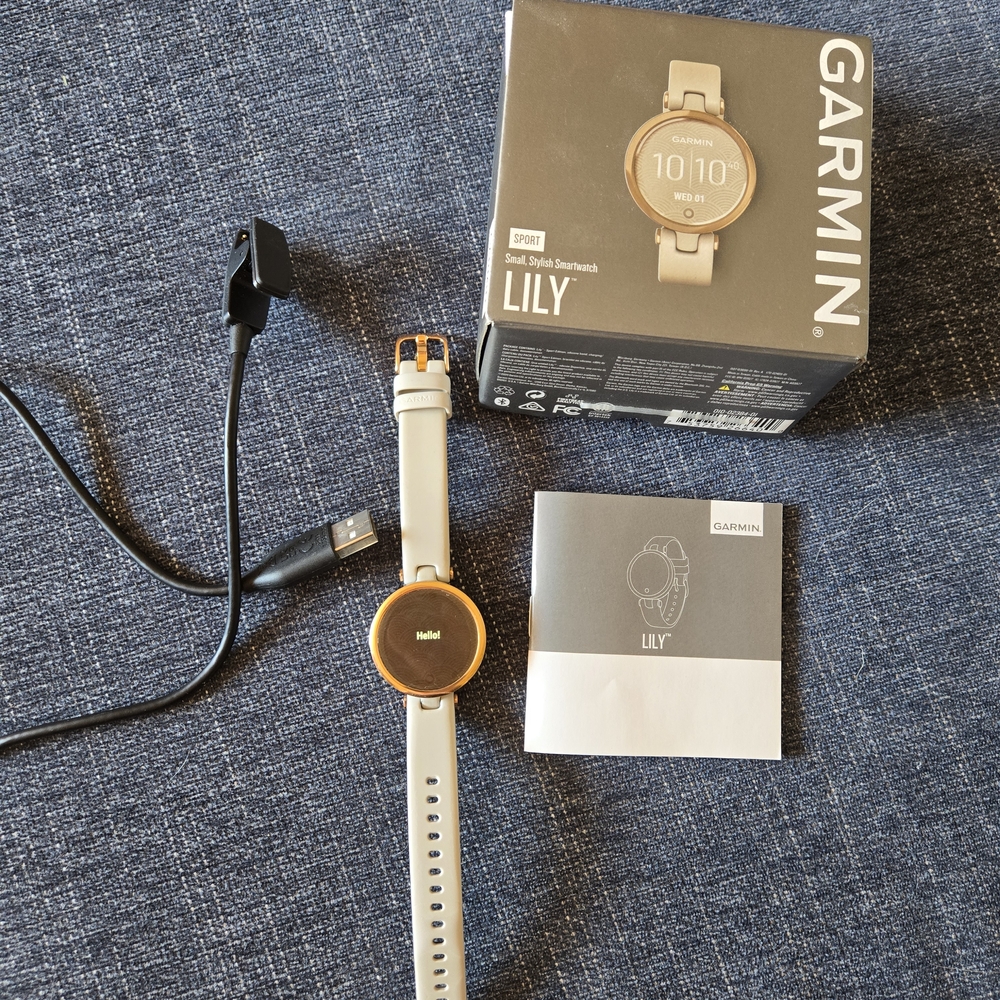 Garmin Lily Sport Smartwatch - Gold Bezel with White Band